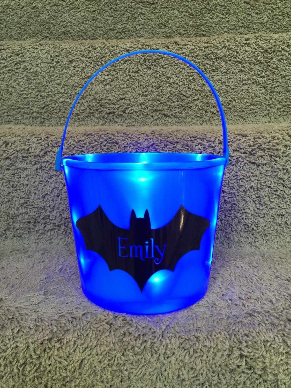 Halloween light up buckets personalized monogram glow in the