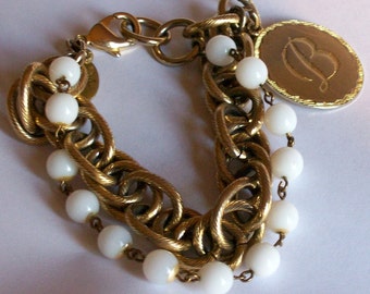 Vintage Maximal Art John Wind ''B'' Initial Charm Bracelet Designer Signed