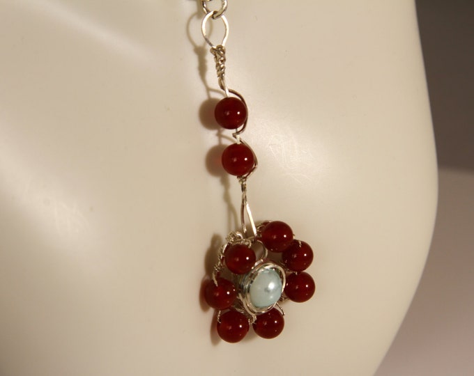 Red Agate and Silver Necklace