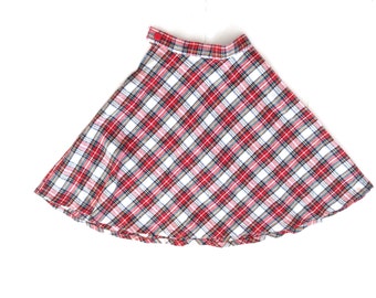 70’s Brown White Plaid High Waisted Poly Skirt by Act Iii