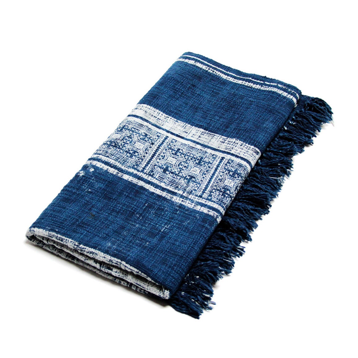 Floral Indigo Batik Throw Blue Throw Blanket Batik throw