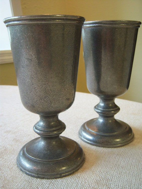 Pair of pewter goblets/Made by CarsonFreeport PA/Advertising