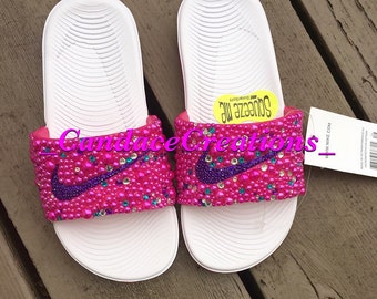 Mismatch Nike Slides by BlingBasketsandMore on Etsy