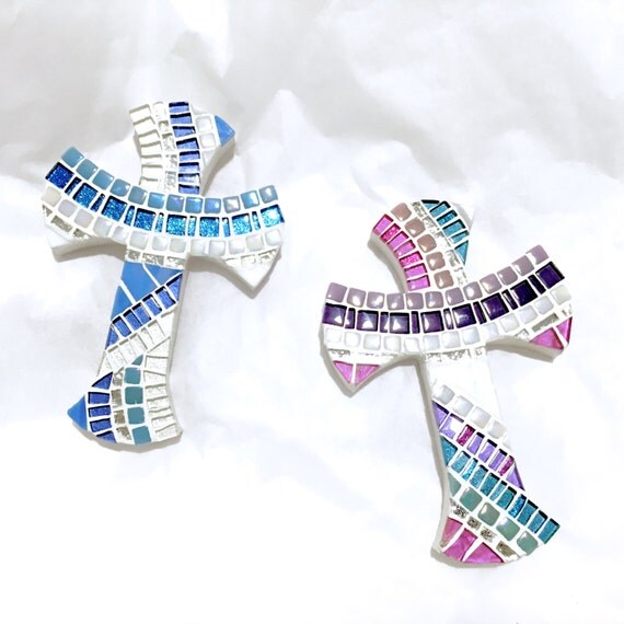 Twins Baptism Gift Twins Cross Gift Set by KeepsakeArtCrosses