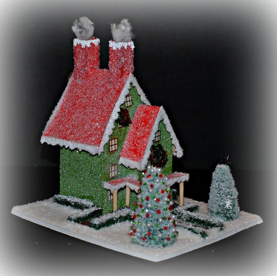 Glitter House Handmade Glittered House Christmas Village