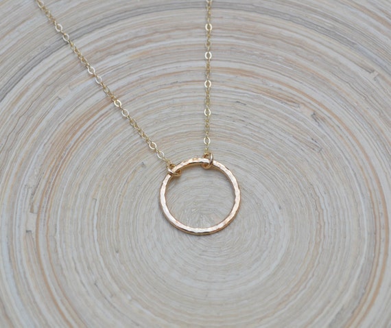 Open Circle Necklace, Gold Circle Necklace, Karma Necklace,  Hammered Gold Circle Necklace, Gold Eternity Necklace, Gold Circle Necklace