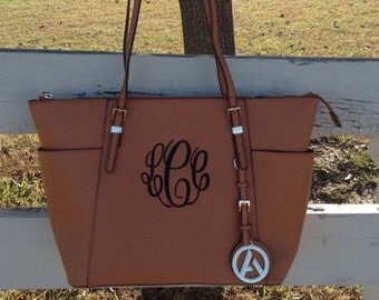 Monogram purse tote - designer inspired bag- monogram pocketbook - black monogram bag
