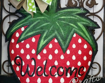 Strawberry Burlap Door Hanger Decoration and Wreath Replacement