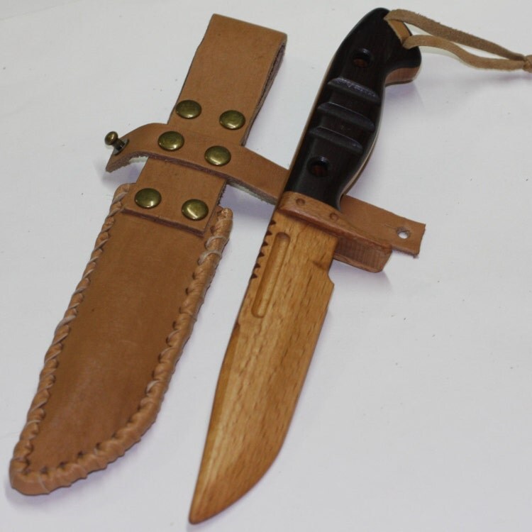 Toy wooden knife with leather sheath by RusWoodToys on Etsy