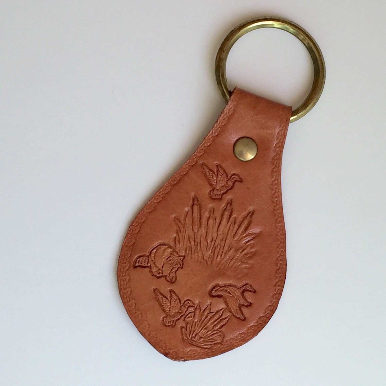 Vintage Leather Keychain Hunters Keychain by VintageBlissMarket