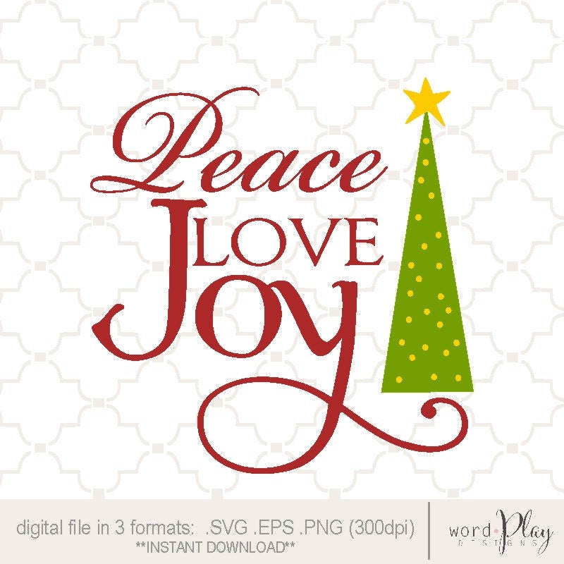 Download SVG Peace Love Joy with tree PNG EPS digital