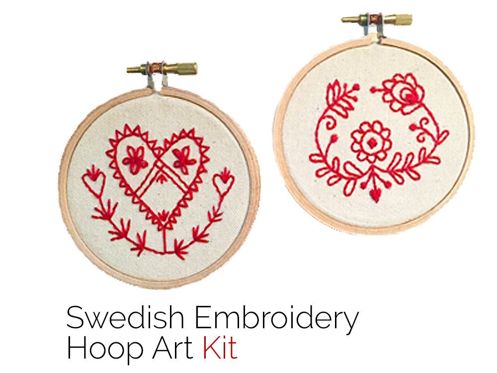 Embroidery Kit Swedish Folk Art Embroidery Hoop Art Kit