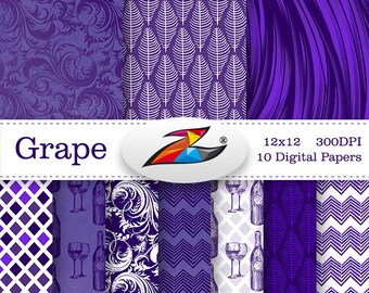 Sale Wine digital paper decoupage paper commercial use Grape Digital Background Purple pattern Grapes Paper digital download