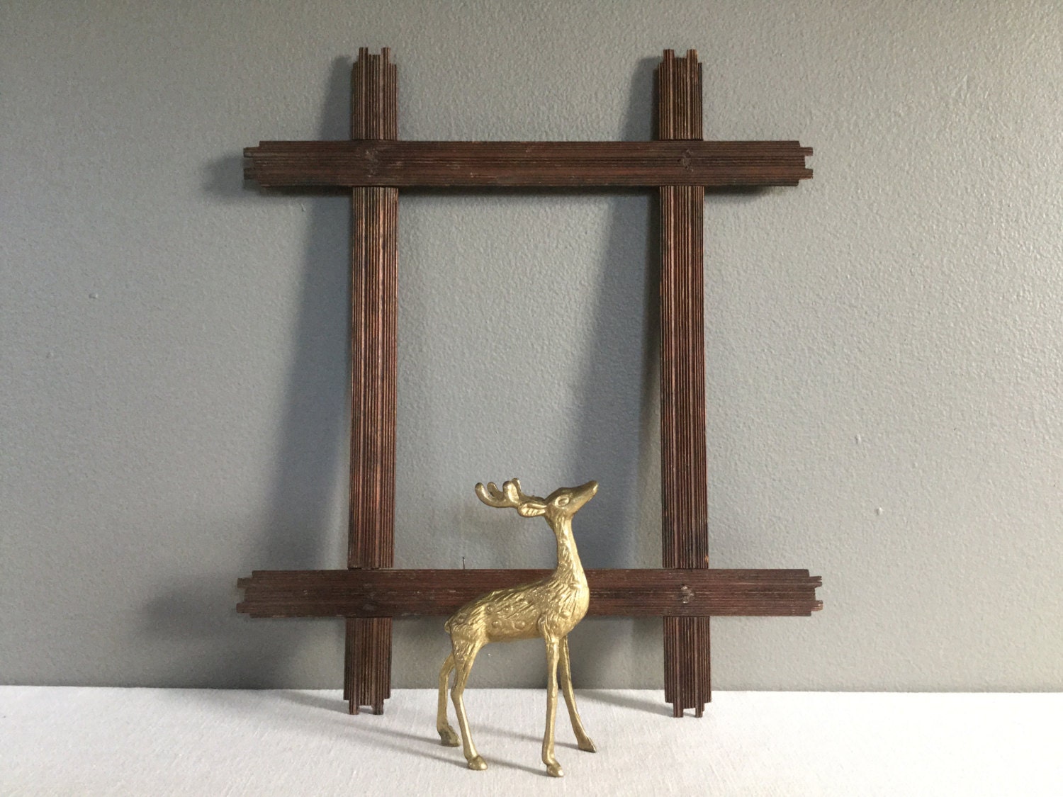 Vintage Wooden Picture Frame German Wood Carving Style