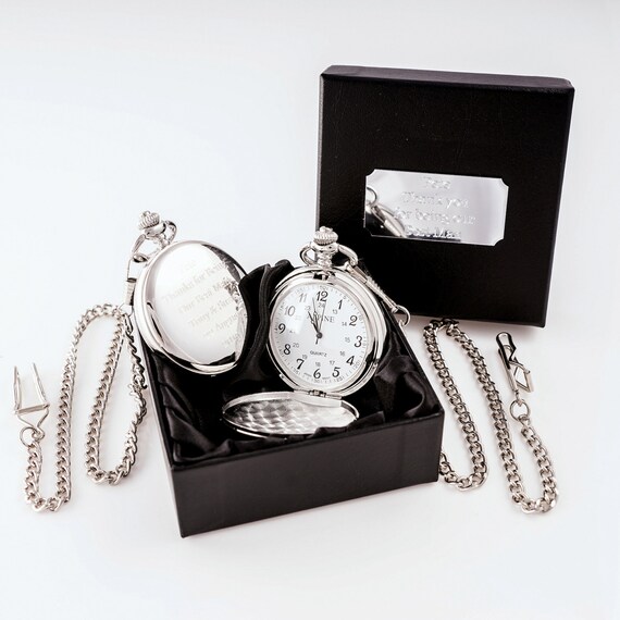 Engraved/Personalised Pocket Watch in SILK GIFT BOX by Cr8AGift
