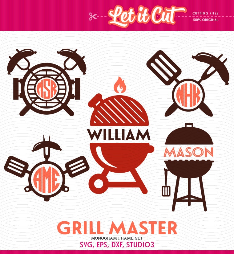 Download Grill Master Circle Monogram Frames (SVG, Eps, Dxf Studio3 ...