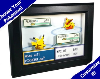 CUSTOMIZABLE Pokemon Fire Red/Leaf Green Battle Scene Shadow Box