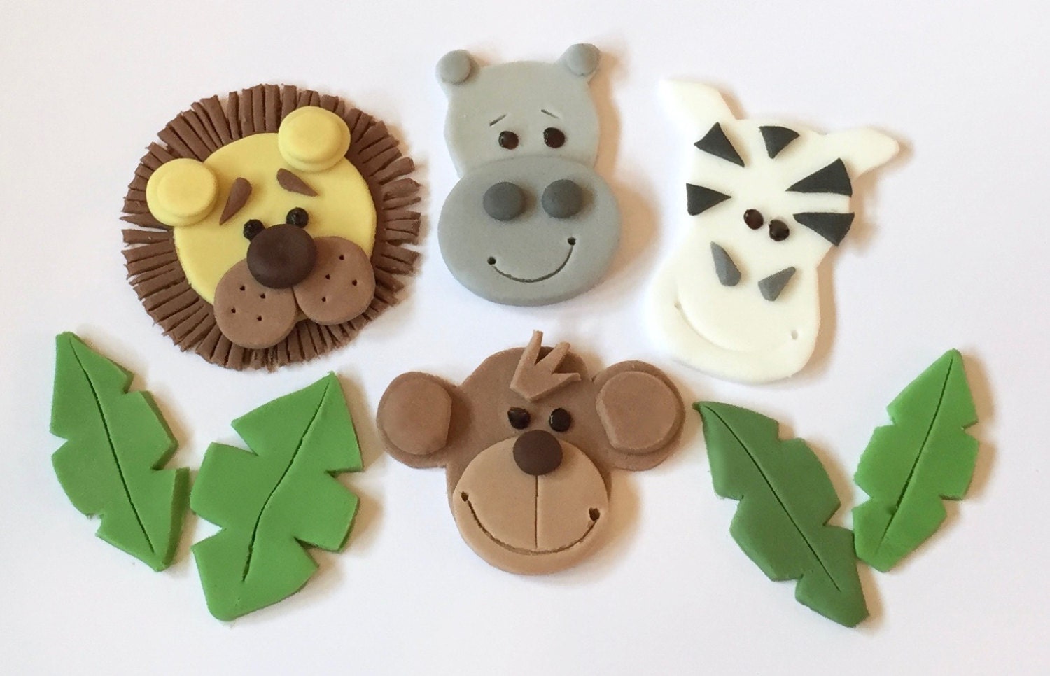 Set of 16 x edible icing Jungle Animal Zoo themed by ACupfulofCake