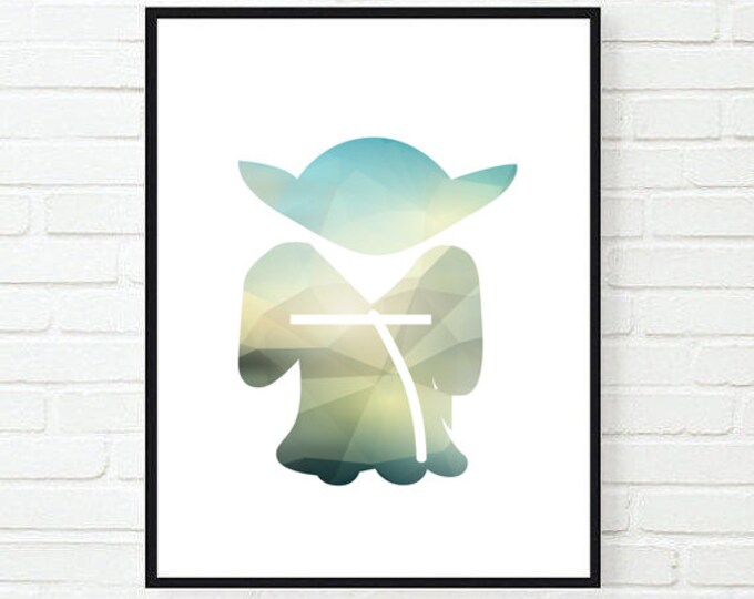 Star Wars Printable Poster / Polygonal Yoda Digital Print / Star Wars Wall Art / Star Wars Printable / Yoda Poster