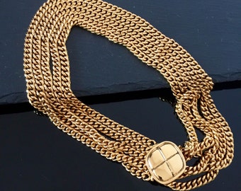 Chanel necklace, gold Vintage Chanel necklace, CC chunky necklace, Authentic Chanel statement necklace, Chanel choker necklace