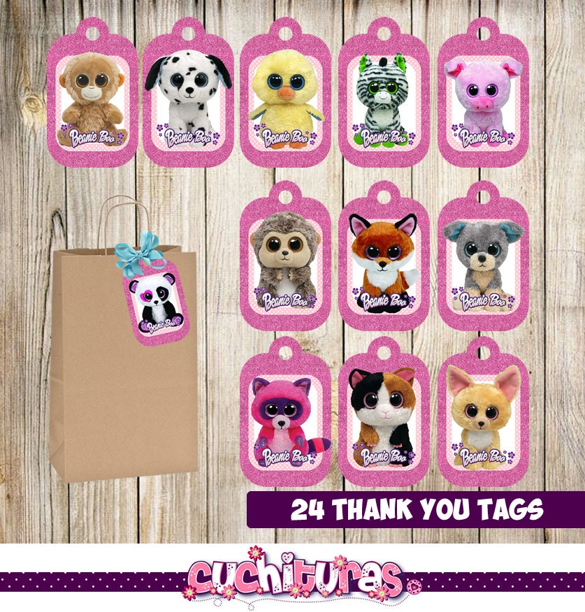 24 Beanie Boo Thank you Tags instant download Printable