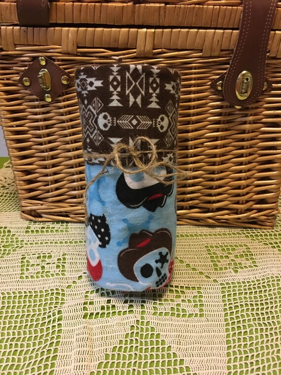 Western Cowboy Flannel Receiving Blanket 35x35 Outlaw Baby