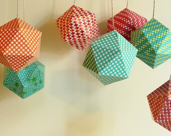 Christmas balls made with patterned paper. Christmas decoration DIY KIT