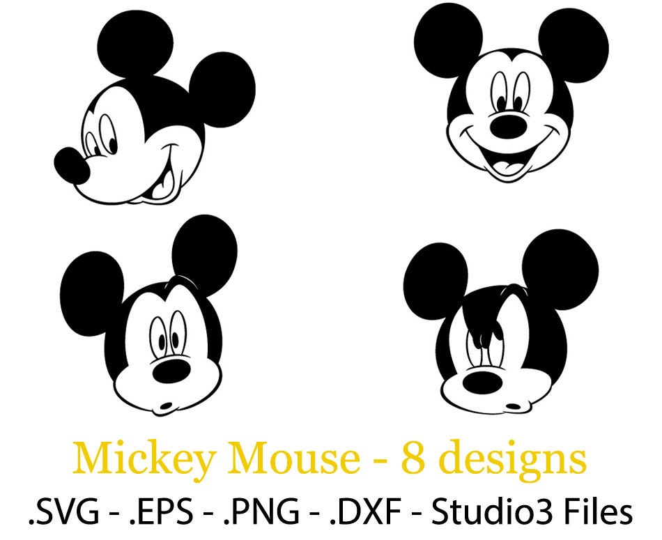 Mickey Mouse 8 face designs. Vector cuttable files. eps.