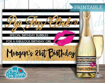 birthday wine label personalized cheers bitches printable