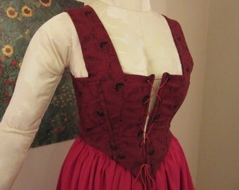 Black and Red Renfaire Renaissance Medieval Bodice and Skirt, Lace-Up FREE SHIPPING