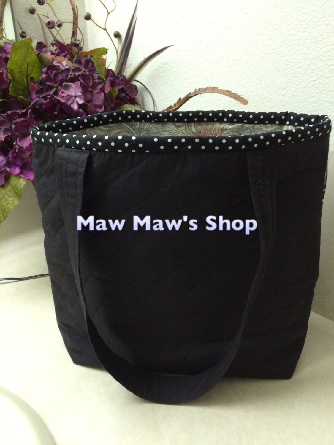 Cloth handbag Fabric Purse Handmade HandbagBlack by