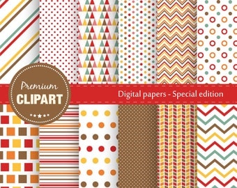 Premium thanksgiving digital papers, Geometric patterns, Digital paper, Vintage digital paper, Geometric papers - SE106