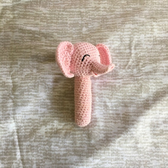 Baby Elephant Rattle Baby Pink by LittleMynahBird on Etsy