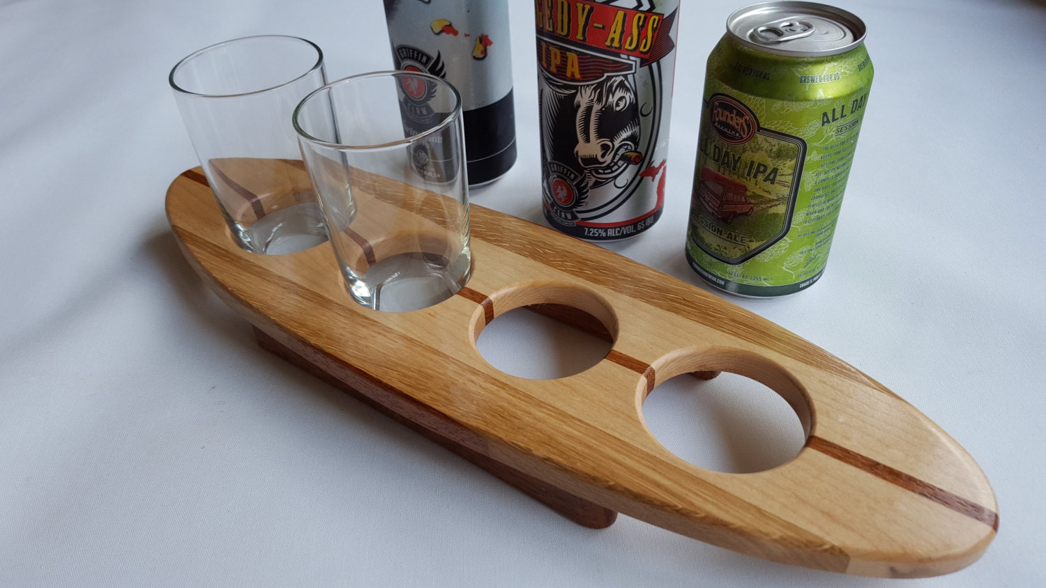 Wood Beer Flight Paddle Oval MultiColored Exotics