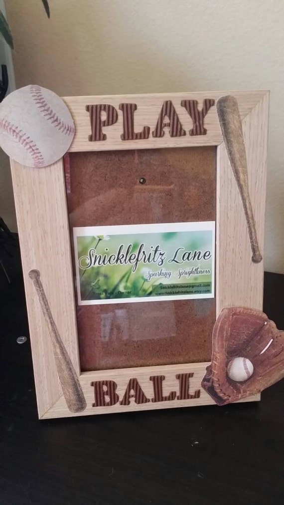 Picture Frame Baseball Theme Handmade 4 x 6 by SnicklefritzLane