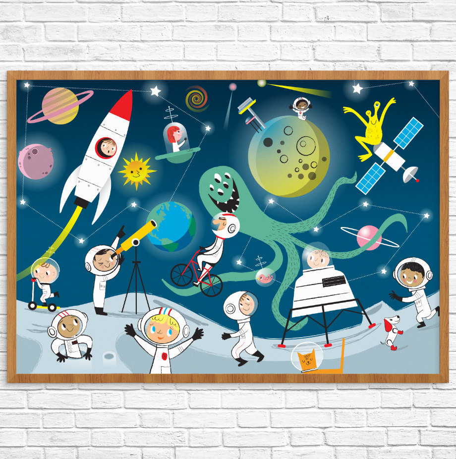 OUTER SPACE Themed Children's Wall Art or Print Boy's