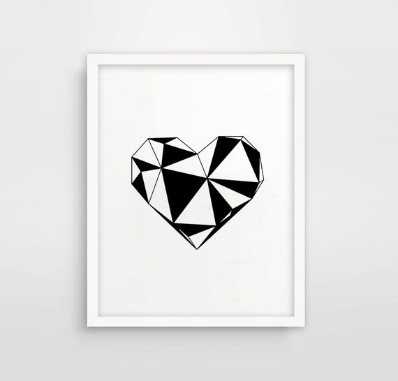 Monochrome Heart Print / Geometric Wall Decal by MagictreesDigital