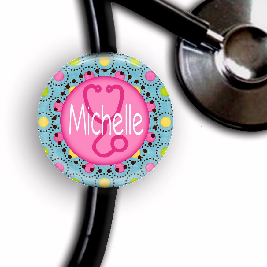 Stethoscope Polka Personalized Stethoscope ID Tag