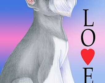 Schnauzer Grey Cropped Tomoyo Pitcher Love Flag: 28 x 40 inches