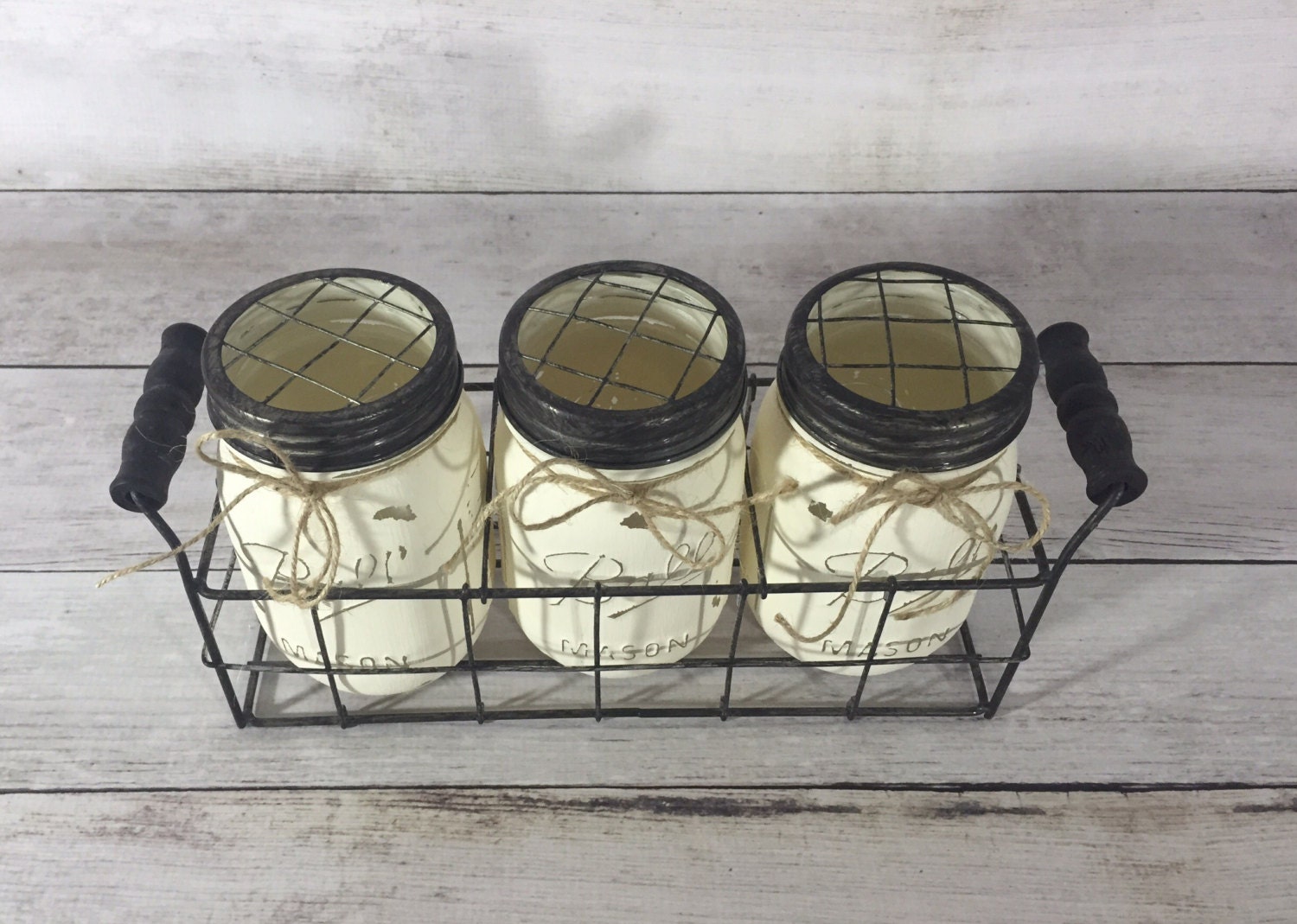 Mason Jar Wire Basket Wire Caddy Mason Jar Holder by HomespunNC