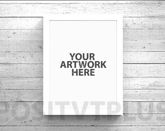 Poster Frame Photography Style / Rustic Wood / White wood / white frame / 8x10in / mockup