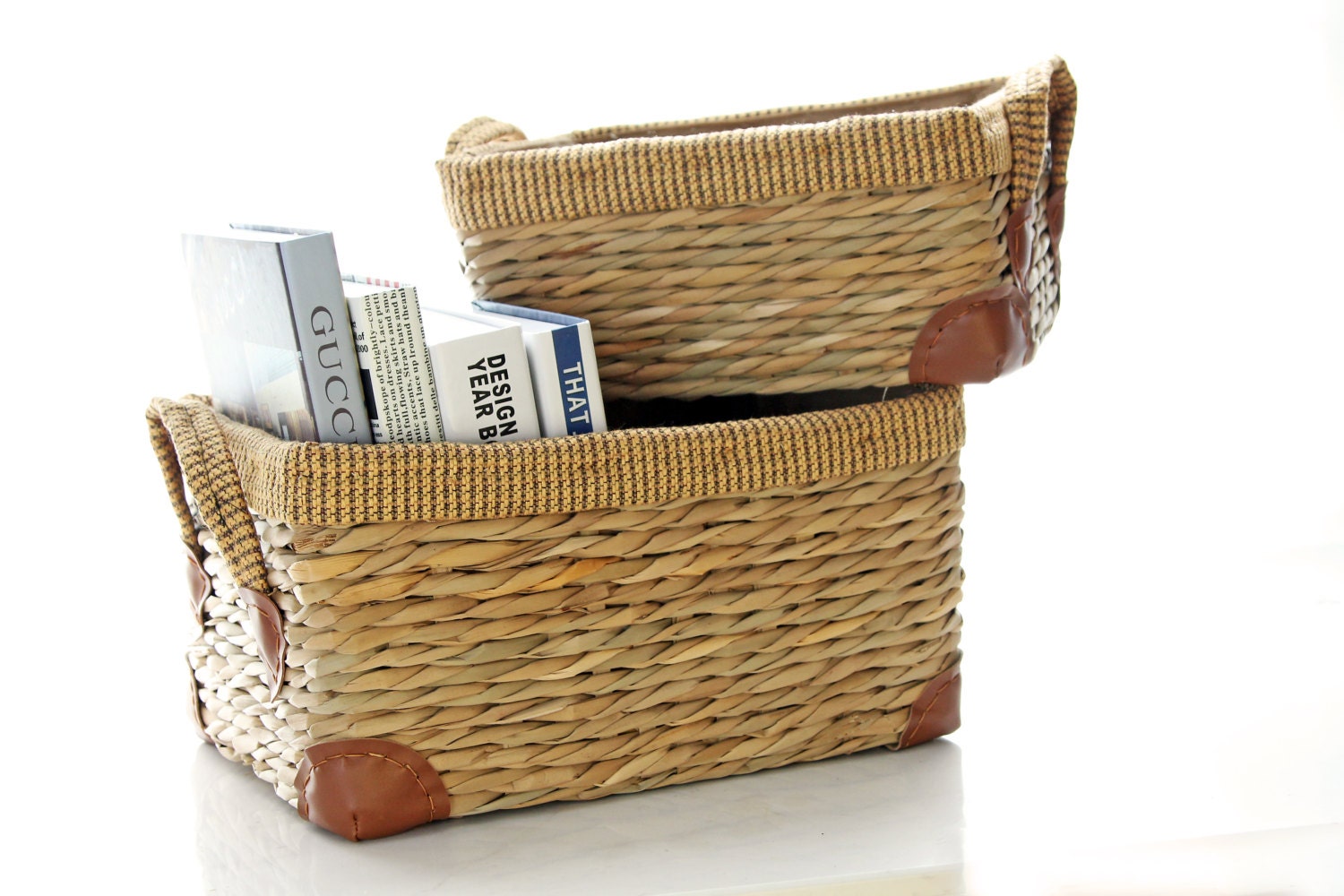 Vintage straw baskets/Large Storage Basket /Utility Basket/