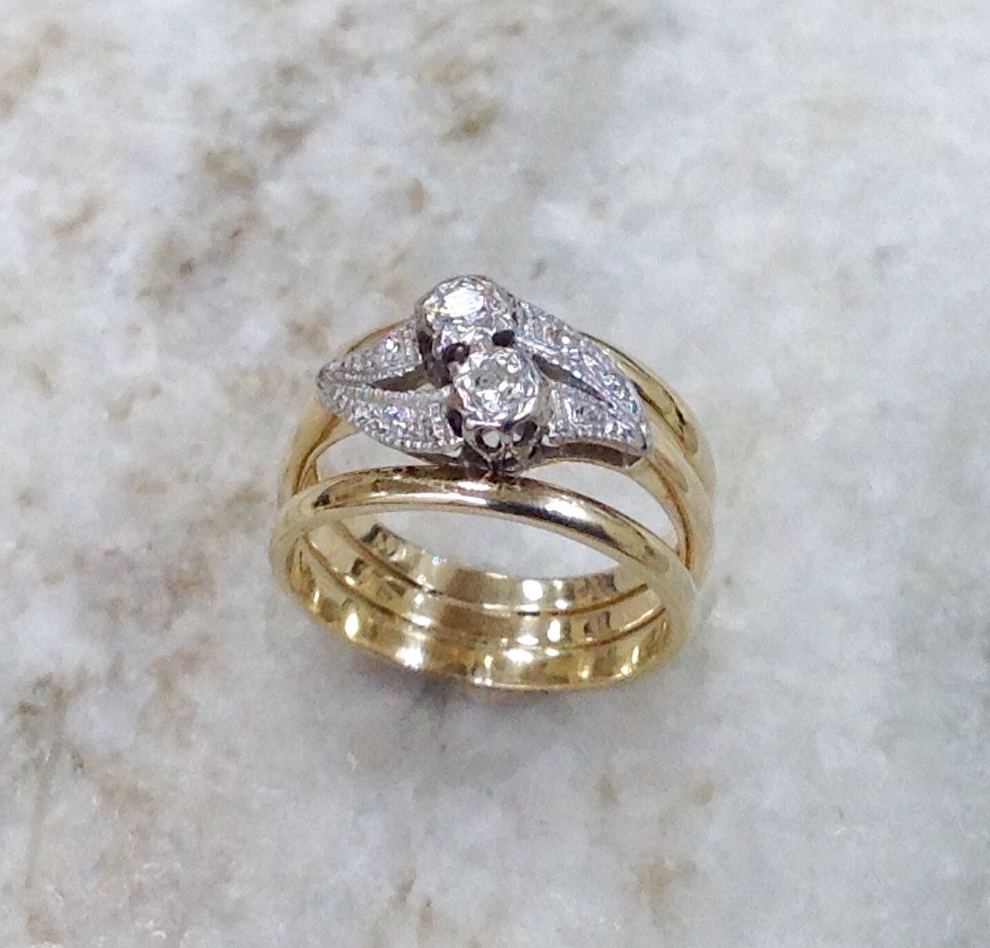 SALE Diamond Ring,Vintage Diamond Ring,You and Me Diamond Ring,2 Stone Engagement Ring,14k