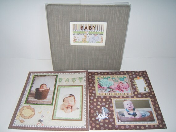 Baby Safari Scrapbook Album Baby Boy by MadeForYouScrapbooks