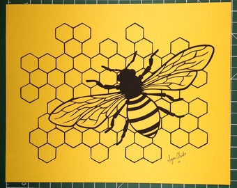Honey Bee Original Hand-Cut Paper Artwork