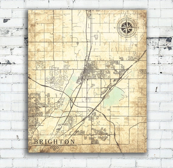 Items similar to BRIGHTON Canvas Print CO Colorado Vintage map Brighton ...