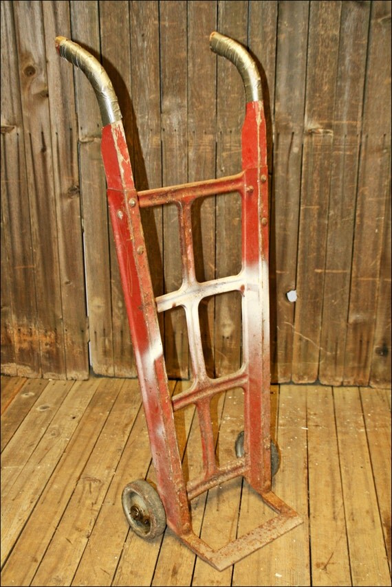 Vintage HAND TRUCK CART bag farm barrel by SaveAmericanHistory