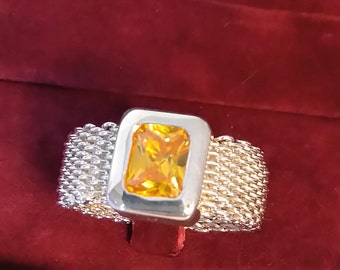 Bague Mesh ornée d'une CITRINE **Expédition gratuite**