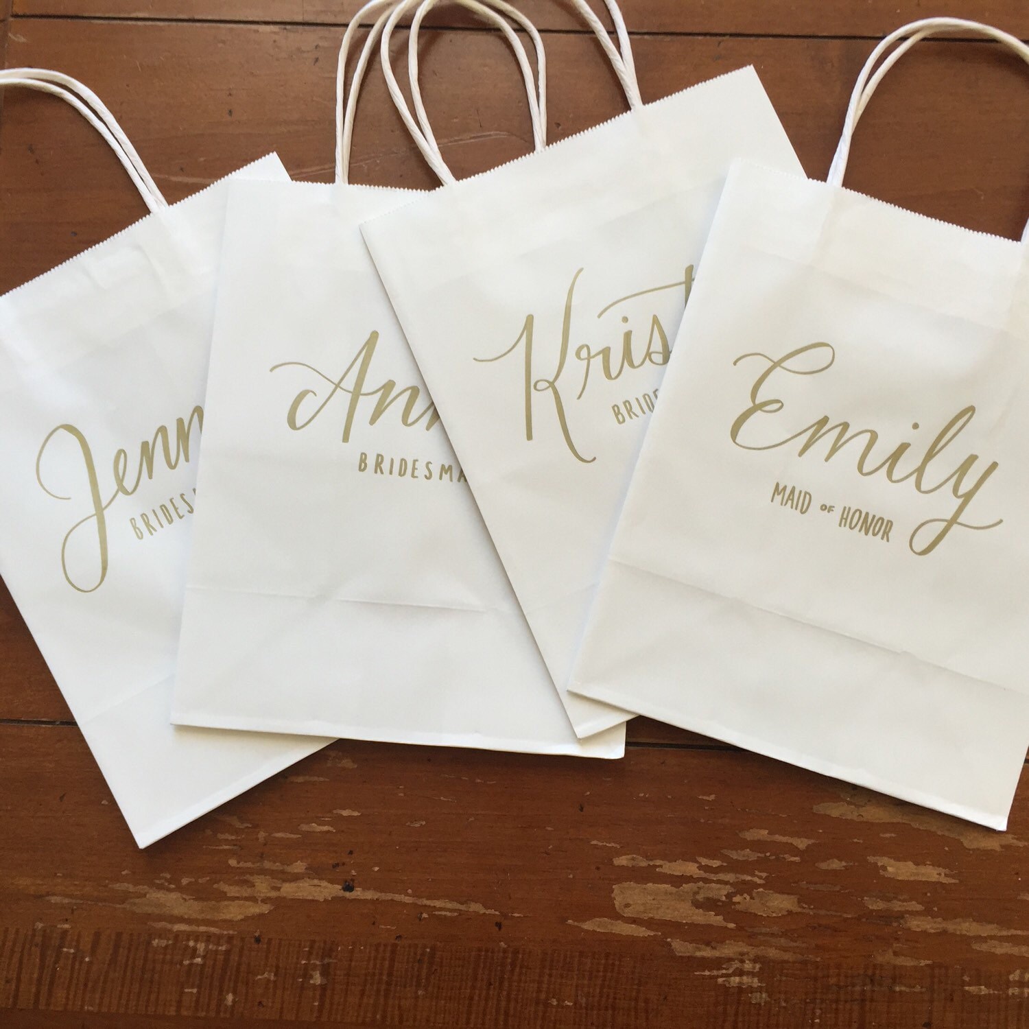 Set of 4 Bridesmaid Gift Bags Personalized Bridal Party