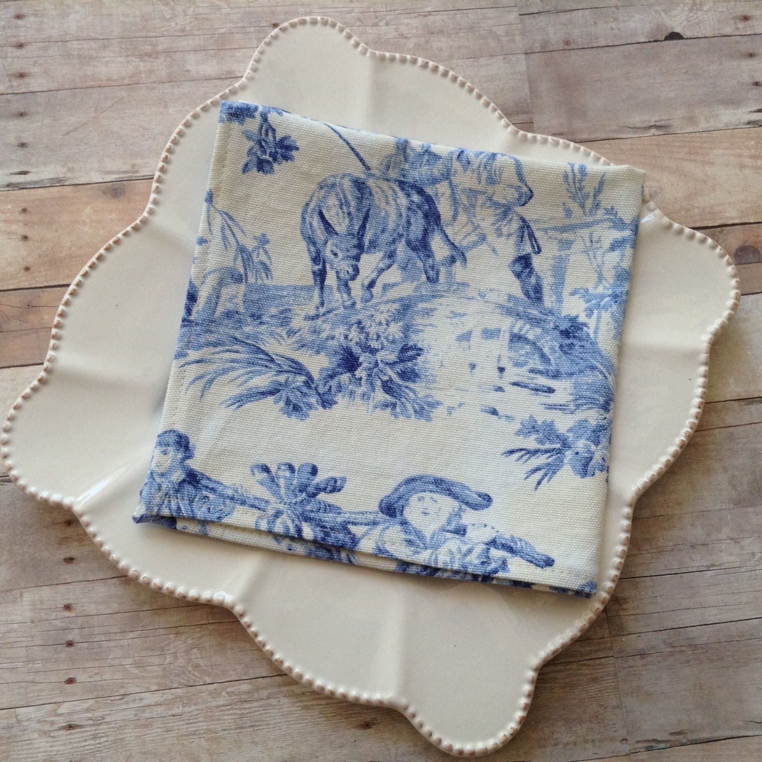 Toile Cloth Napkins Blue Toile Napkins Set of 6